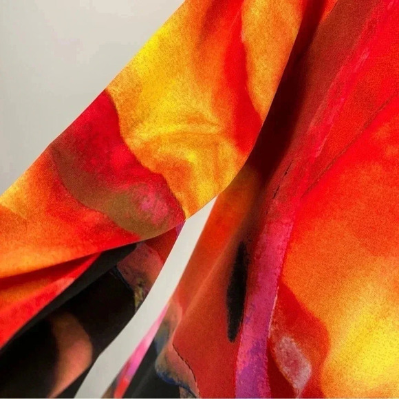 ❤️ Clara Sun Woo Abstract Grid Angle Flow Tunic Silky Knit Red Water Color XL - Picture 4 of 12